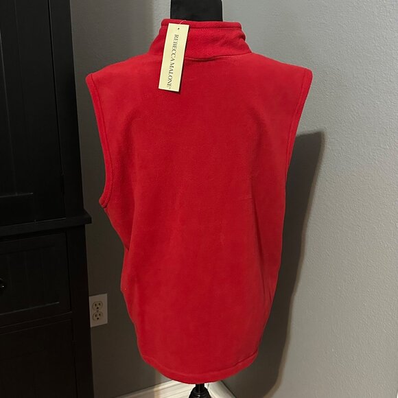 Rebecca Malone Holiday Vest Womens XL Red Fleece Snowman Embroidered Christmas - Picture 7 of 9